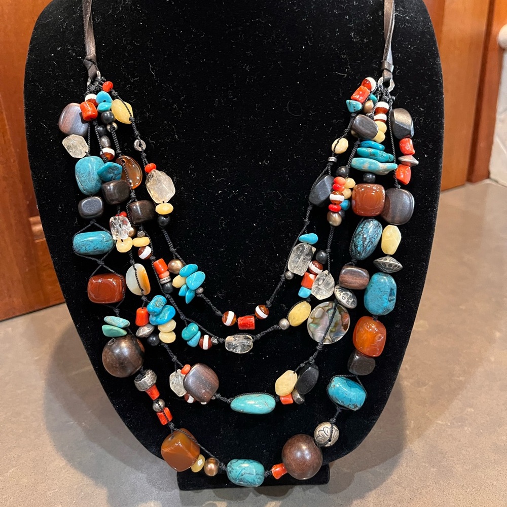 Peyote Bird 925 Sterling Silver Multi-Strand Statement Necklace | 129.8g